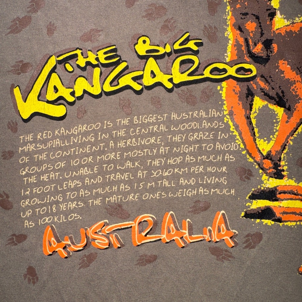 Vintage Australia The Big Kangaroo Graphic T-Shirt Tan Mens XL Souvenir Tee - Picture 6 of 8